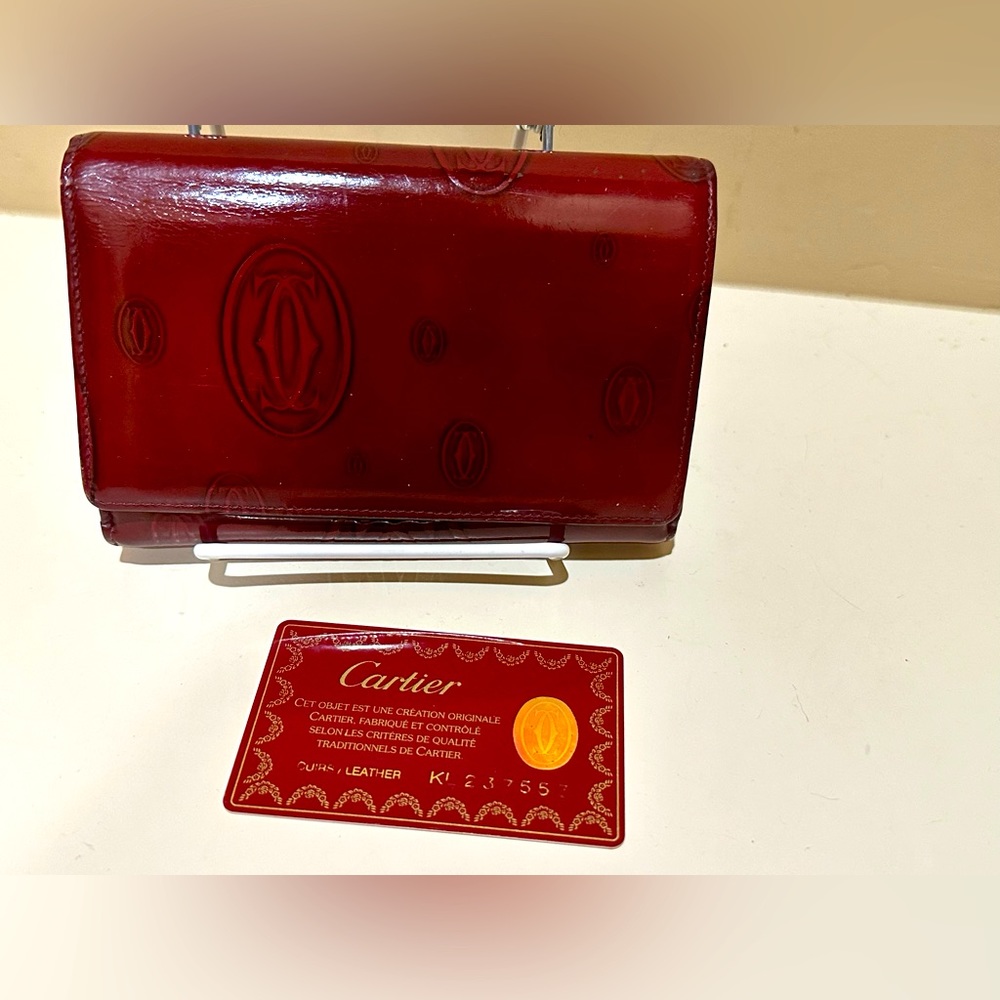 Cartier Bordeaux Happy Birthday Trifold Zip Wallet